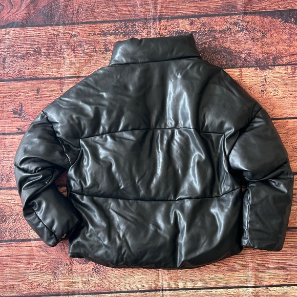 MILLY Black Faux Leather Puffer Coat Size Small - Picture 8 of 16